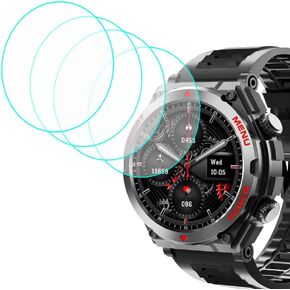 Compatible with Bvlrksc Lyaarka Brhgph Jdcrsj S66 1.52", Round Smart Watch Tempered Glass Screen Protector, 4PCs, 9H