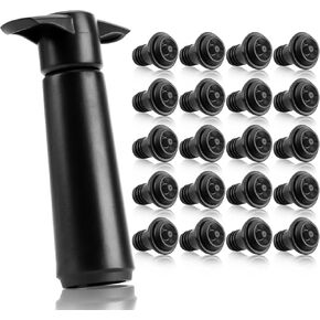 20 Pieces Wine Stoppers with Vacuum Pump Wine Preserver Vacuum Bottle Stopper Wine Keeper Wine Vacuum Stoppers Wine Saver Vacuum Pump for Kitchen Home Bar Office, Gifts for Wine Lovers