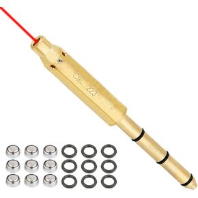 .17HMR/.177Cal/.22LR/.223REM/5.56mm Laser Bore Sight End Barrel, Red Dot Boresighter(3 Set Batteries)