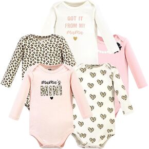 بدلة للجسم من القطن بأكمام طويلة للجنسين من Hudson Baby، 5 قطع من زهرة البرقوق البرية، 12-18 شهرًا