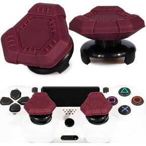 FPS Thumbstick Extender & Texture Rubber Silicone Grip Cover 2 Sets for PS5 & PS4 Controller (UFO Red)