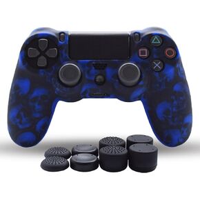 Skin Cover Compatible with PS4 Controller Grip Silicone Skin for PlayStation 4 Controller Anti Slip Grip Case Protector- 8pcs Pro Thumb Grips - BlueSkull