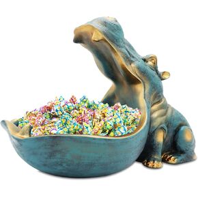 aboxoo Hippo Statue, Hippopotamus Figurine Home Sculpture with Resin, Hippo Candy Jar, Candy Dish Bowl for Office Desk, Key Bowl for Entryway Table, Sundries Container Storage Art Decor Box(Purple)