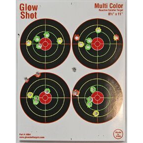 25 and 75 Pack - 4 Bullseye - Reactive Splatter Targets - Tagboard and Adhesive Versions- GlowShot - Multi Color - Gun and Rifle Targets