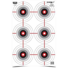 Birchwood Casey 12" x 18" Eze-Scorer Multiple Bull's-Eye Shoot-Up Brilliant White Paper Targets for Indoor and Outdoor Use