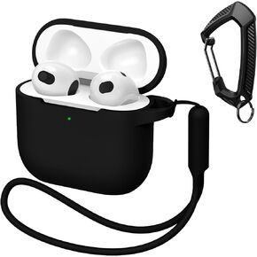 MATEPROX Compatible with AirPods 4 Generation Case[2024], Soft Silicone Headphone with Keychain|Hand Strap, Full Protective Charging Earphone Cover for Airpods 4th Gen-Pine Green