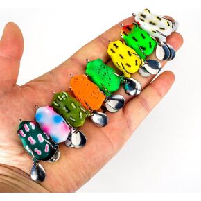 Pack of 10 Mini Topwater Fishing Lures Frog Attractive Fishing Frog Sequin Realistic Frog Bait