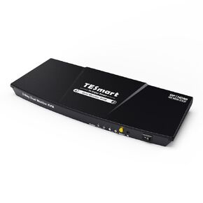 DisplayPort and HDMI KVM Switch 2 Monitors 2 Computers, TESmart 4 Port Dual Monitor KVM Switcher, 4K@60Hz, L/R Out, Keyboard Mouse PC Selector Box with All Input Cables (Black