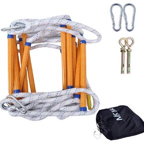 Rope Ladder,59.1FT Fire Escape Ladder 4 Story,Flame Retardant Safety Rope Ladder with Hooks, Emergency Ladder Deploys Quickly,is Portable and Reusable, Fire Escape Ladder Tested to 2000lbs.