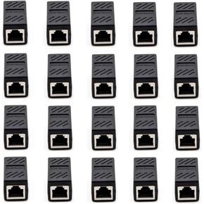 RJ45 Couplers,in Line Coupler Cat5 Cat5e Cat6 Cat7 Ethernet Cable 8P8C Extender Adapter Female to Female,(20 Pack)