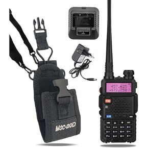 BAOFENG UV-5R Amateur Radio Remote Control Dual Band Handheld Rechargeable Adult walkie-Talkie Additional Radio Holster (1 Pack)