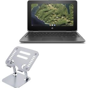 BoxWave Stand and Mount Compatible with HP Chromebook x360 11 G2 EE - Executive VersaView Laptop Stand, Ergonomic Adjustable Metallic Laptop Stand - Metallic Silver