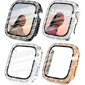 Wingle 4 Pack Compatible with Apple Watch Case 42mm Series 3 2 1 for Women, Bling Apple Watch Screen Protector Protective Diamond Face Cover Sparkling Crystal Bumper Frame for iWatch 3 2 1 42 mm