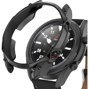 for Samsung Galaxy Watch3 Protective Case Cover, Smartwatch Protective Case Cover with Bezel Ring Styling Cover for Samsung Galaxy Watch3 45MM, Soft and Durable (Black, 45MM)