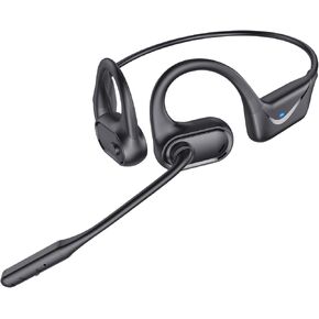 Bluetooth Headset with Microphone, Open Ear Headphones with Mic, Dual Connect Bluetooth 5.4 Headphones with Noise Cancelling & Mute, Wireless Headset for Work, Mobile, Tablets, Laptops - Black