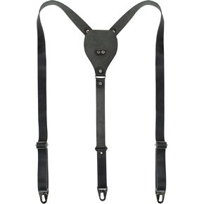 Hide & Groom, Classic Suspenders with Adjustable Size Straps for Men, Handmade Western Accessories, Steampunk, Full Grain Leather, Bourbon Brown