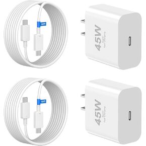 45W USB C Charger Fast Charging 10FT Compatible with iPhone 16/16 Plus/16 Pro/16 Pro Max/15/15 Plus/15 Pro/15 Pro Max, 2 Pack 45W Type C Charger Fast Charging Block with 10FT Long Type C Charging Cord