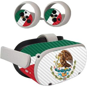 MightySkins Carbon Fiber Skin Compatible with Oculus Quest 2 - Mexican Flag | Protective, Durable Textured Carbon Fiber Finish | Easy to Apply, Remove, and Change Styles | Made in The USA
