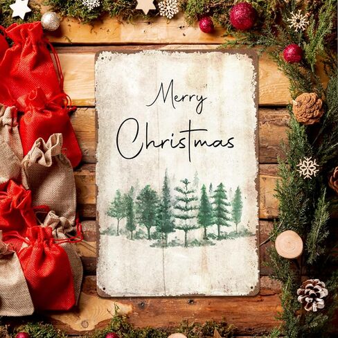 Pink Christmas Decorations Vintage Metal Tin Signs, Merry Christmas Retro Santa Metal Signs for Home Living Room Decor 8x12 Inches in Kuwait