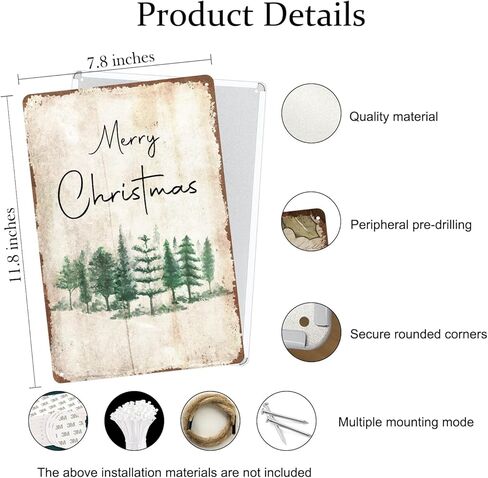 Pink Christmas Decorations Vintage Metal Tin Signs, Merry Christmas Retro Santa Metal Signs for Home Living Room Decor 8x12 Inches in Kuwait