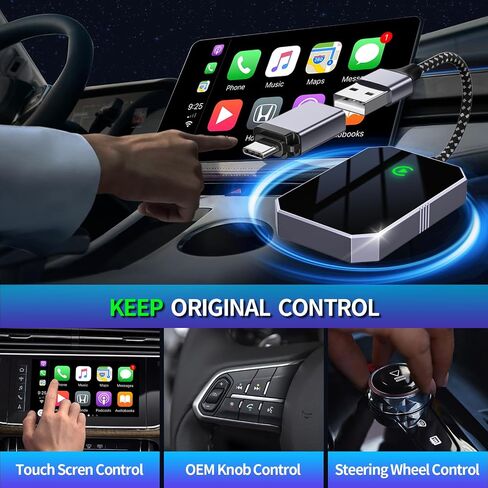 محول Carplay اللاسلكي محول Apple Carplay اللاسلكي تحويل سلكي إلى لاسلكي 2024 ترقية التوصيل والتشغيل الاتصال التلقائي سريع وسهل الاستخدام مناسب لسيارات Carplay السلكية من المصنع من 2015 وiPhone iOS 10+... in Saudi Arabia