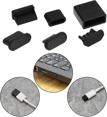 SING F LTD 61 قطعة USB غطاء غبار منفذ المقابس مجموعة غطاء لأغطية منافذ USB-A أنثى وذكر، أغطية منافذ أنثى وذكر من النوع C، أغطية منافذ USB صغيرة أنثى، أغطية منافذ HDMI، أسود in Saudi Arabia