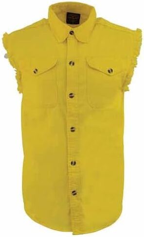 قميص Milwaukee Leather DM1006 للرجال أرجواني خفيف الوزن من الدنيم مع مظهر عتيق ومهترئ بدون أكمام - 2X-Large in Kuwait