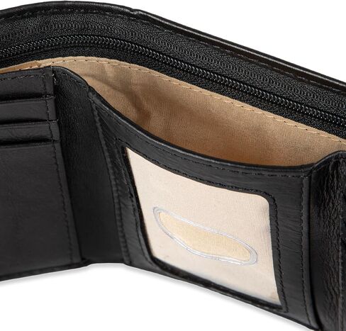 Dockers Men's RFID Extra Capacity Trifold Wallet with Zipper, Brown, One Size, Brown, One Size, Rfid Extra Capacity Trifold Wallet With Zipper in Kuwait