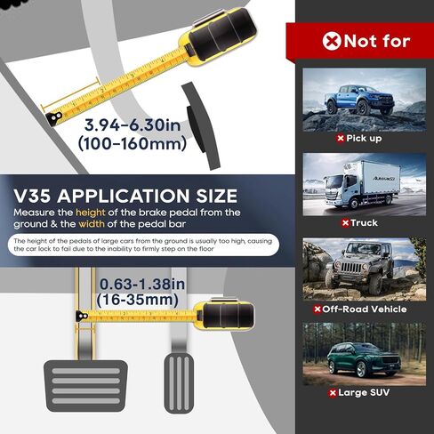 Brake Pedal Lock, Car Anti Theft Device Clutch Lock, Retractable Car Lock Heavy Duty Vehicle Brake Lock for SUV, Auto, Van (5-15mm Brake Pedal Stem Width) in Saudi Arabia