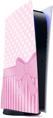 MightySkins Glossy Glitter Gaming Skin for PS5 / Playstation 5 - Pink Present | Durable High-Gloss Glitter Finish | Easy to Apply and Change Style | Made in The USA in Saudi Arabia