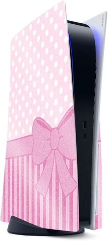 MightySkins Glossy Glitter Gaming Skin for PS5 / Playstation 5 - Pink Present | Durable High-Gloss Glitter Finish | Easy to Apply and Change Style | Made in The USA in Saudi Arabia