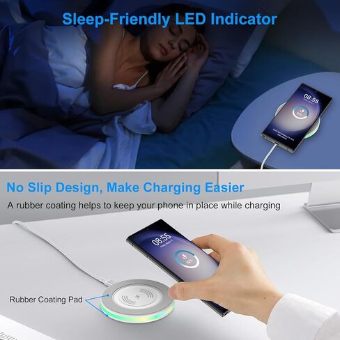 لوحة شاحن لاسلكية 15 وات لهاتف Android، كتلة شاحن سريع متوافقة مع Motorola Edge 2024 2023، Razr 50 40 Ultra، G Power 2024، Edge+ 5G UW 2022، Samsung Galaxy S24 S23 FE Plus S22 S21 S20 Z Fold Flip 5 in Kuwait