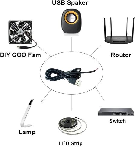 5 قطعة 3.2Ft 22AWG USB 2.0 ذكر 2Pin كابل ضفيرة ، 3A 5 فولت USB نوع A 2 الأساسية سلك عاري مفتوح نهاية تمديد كابل لكابل إصلاح DIY in Kuwait