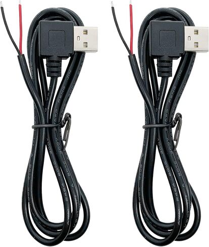 5 قطعة 3.2Ft 22AWG USB 2.0 ذكر 2Pin كابل ضفيرة ، 3A 5 فولت USB نوع A 2 الأساسية سلك عاري مفتوح نهاية تمديد كابل لكابل إصلاح DIY in Kuwait