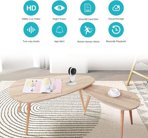 كاميرا ذكية DIY، مراقبة بدقة 1080 بكسل عالية الدقة مع اتصال ثنائي الاتجاه، كشف الحركة والرؤية الليلية، بدون فاتورة شهرية، تعمل مع Alexa وGoogle، لكبار السن والأطفال والحيوانات الأليفة in Kuwait