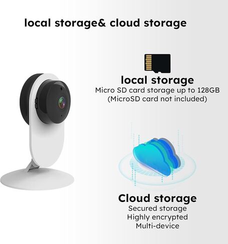 كاميرا ذكية DIY، مراقبة بدقة 1080 بكسل عالية الدقة مع اتصال ثنائي الاتجاه، كشف الحركة والرؤية الليلية، بدون فاتورة شهرية، تعمل مع Alexa وGoogle، لكبار السن والأطفال والحيوانات الأليفة in Kuwait