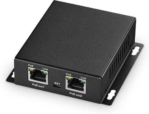 Gigabit PoE Extender Passthrough Switch, 1 PoE in 2 PoE Out, IEEE802.3af/at/bt PoE Powered Max 60W, Hi-PoE 90W, 10/100/1000Mbps, Metal Small Wall Mount PoE Extender/Injector/Network Extender in Saudi Arabia