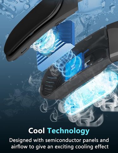 Karcusiny مروحة الرقبة المحمولة AC مكيف الهواء بدون استخدام اليدين مروحة خالية من الشفرة 360 درجة تبريد يمكن ارتداؤها مروحة الرقبة 5000 مللي أمبير مروحة شخصية قابلة للشحن للسفر الداخلي والخارجي (Style1-أسود) in Saudi Arabia