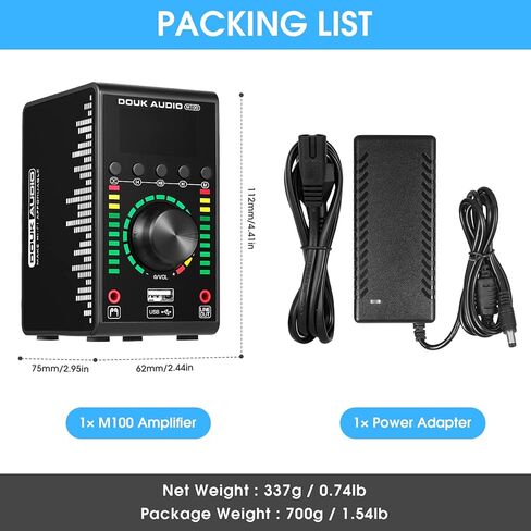 Douk Audio M100 136W Mini Bluetooth 5.0 مضخم طاقة، 2.0 قناة Hi-Fi Class D Amp، USB DAC، مع مدخلات محورية/بصرية 24 بت/192 كيلو هرتز، لمكبرات صوت ستيريو منزلية in Kuwait