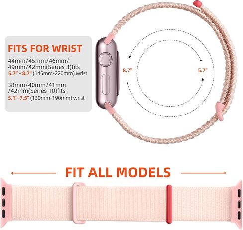 SNBLK Sport Nylon Loop Strap Compatible with Apple Watch Bands 38mm 40mm 41mm 42mm 44mm 45mm 46mm 49mm for Women Men，Stretch breathable braided band for IWatch Series SE 10/9/8/7/6/5/4/3 Ultra in Kuwait