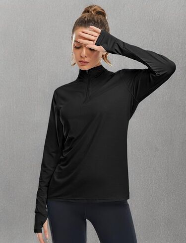 Tanst Sky Womens Golf Shirts Long Sleeve Athletic Quarter Zip Pullover Sun Protection Running Hiking Tops in Saudi Arabia