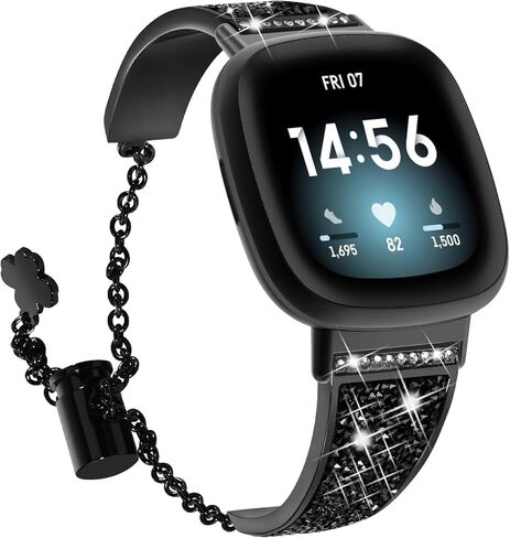 NewWays Compatible with Fitbit Versa 3/ Fitbit Versa 4 Band for Women, Crystal Bling Jewllery Bangle Compatible for Fitbit Versa 3 4 Sense Sense 2, with Stopper Toggle Closure in Kuwait