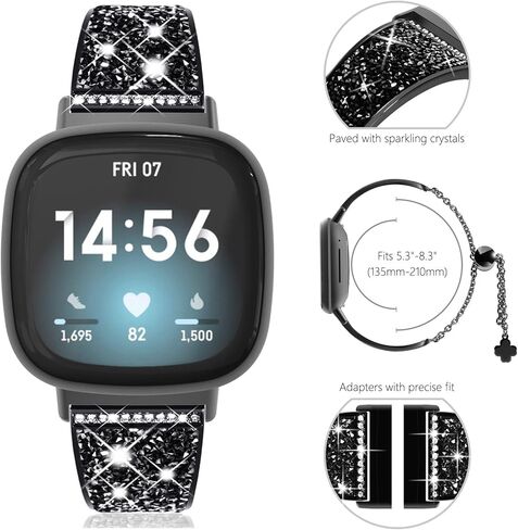 NewWays Compatible with Fitbit Versa 3/ Fitbit Versa 4 Band for Women, Crystal Bling Jewllery Bangle Compatible for Fitbit Versa 3 4 Sense Sense 2, with Stopper Toggle Closure in Kuwait