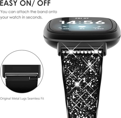 NewWays Compatible with Fitbit Versa 3/ Fitbit Versa 4 Band for Women, Crystal Bling Jewllery Bangle Compatible for Fitbit Versa 3 4 Sense Sense 2, with Stopper Toggle Closure in Kuwait