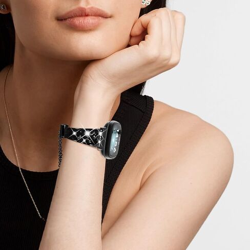 NewWays Compatible with Fitbit Versa 3/ Fitbit Versa 4 Band for Women, Crystal Bling Jewllery Bangle Compatible for Fitbit Versa 3 4 Sense Sense 2, with Stopper Toggle Closure in Kuwait