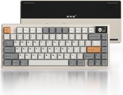 HITIME XVX K75 Pro Aluminum Wireless Mechanical Keyboard,75% Creamy Retro Gaming Keyboard with Display, Bluetooth 5.0/2.4GHz/USB-C Wired Hot Swappable Custom RGB Gasket Keyboard for Mac Computer PC in Saudi Arabia