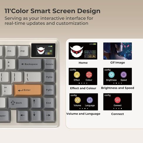 HITIME XVX K75 Pro Aluminum Wireless Mechanical Keyboard,75% Creamy Retro Gaming Keyboard with Display, Bluetooth 5.0/2.4GHz/USB-C Wired Hot Swappable Custom RGB Gasket Keyboard for Mac Computer PC in Saudi Arabia
