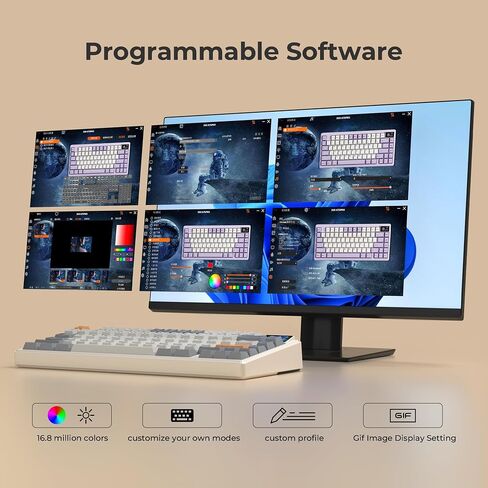 HITIME XVX K75 Pro Aluminum Wireless Mechanical Keyboard,75% Creamy Retro Gaming Keyboard with Display, Bluetooth 5.0/2.4GHz/USB-C Wired Hot Swappable Custom RGB Gasket Keyboard for Mac Computer PC in Saudi Arabia