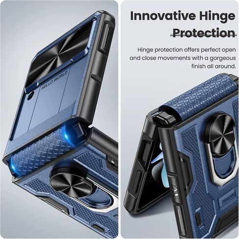 Caka for Samsung Galaxy Z Flip 3 Case with Kickstand, Camera Cover & Hinge Protection with Built-in 360 Rotate Ring Stand - Magnetic Protective Phone Case for Galaxy Z Flip 3 5G - Green in Saudi Arabia
