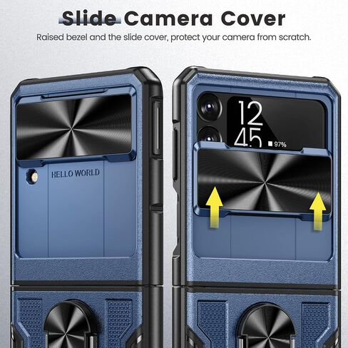 Caka for Samsung Galaxy Z Flip 3 Case with Kickstand, Camera Cover & Hinge Protection with Built-in 360 Rotate Ring Stand - Magnetic Protective Phone Case for Galaxy Z Flip 3 5G - Green in Saudi Arabia